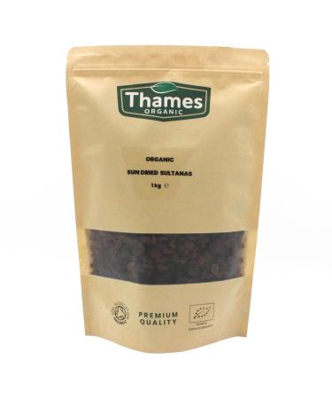 Organic Sun-Dried Sultanas - 100% Natural No Additives or Preservatives - Vegan GMO-Free Certified Organic - Sweet Juicy and Nutritious Snack - Perfect for Baking and Cooking - Thames Organic 1kg