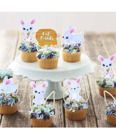 Easter Bunny Cake Decoration Set - 36 Rabbit Cupcake Picks & Kids Birthday Party Decor - Buy Online on SooperMarket.com