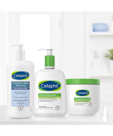 CETAPHIL Moisturizing Relief Body Wash 20 oz - Creamy Formula for Sensitive Skin, 24 Hr Relief, Hypoallergenic & Fragrance Free - Buy Online on SooperMarket.com