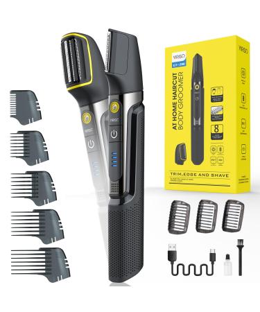 Manscape Groin & Body Hair Trimmer Back Shaver for Men Dual-Head Trimmer & Foil Blades Pubic Hair Trimmer Men Ball Shaver Body Hair Groomers Waterproof Wet/Dry Body Groomer