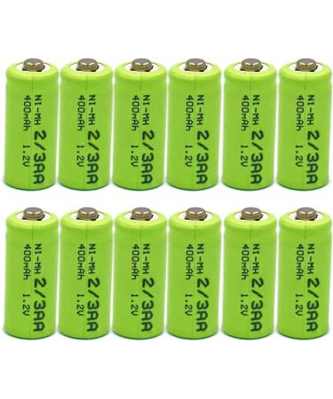 12 Pack 1.2V Ni-Mh 2/3AA Rechargeable Batteries - 400mAh Button Top for Solar Lights Shavers & Toothbrushes - Buy Online on SooperMarket.com