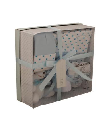 Newborn Baby 7 pcs Gift Set 0 - 3 Months. Available in Blue or Pink (Blue STARS)