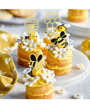 36 Pieces Hummel Cake Decoration - Glitter Honeycomb Cupcake Picks for Baby Shower & Birthday Party Accessories - Honeybee Theme - Buy Online on SooperMarket.com