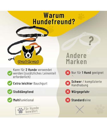 Premium Elastic-Free Jogging Leash for Large Dogs | 120-170 cm Adjustable | Orange | Comfortable Belly Belt & Removable Soft Loops - Buy Online on SooperMarket.com