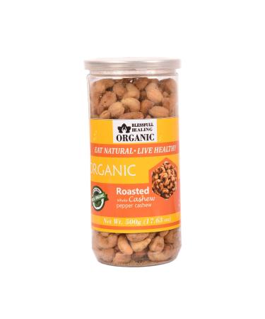 Blessfull Healing Organic Natural Vegan Pepper Roasted Whole Cashew Nuts Crunchy Kaju 500 Gram