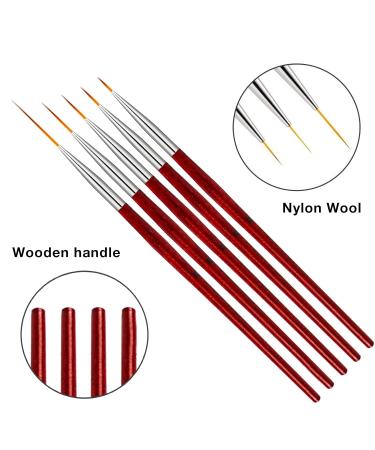 5 Pack Nail Art Eyeliner Brush Set for Precision Lines and Detailing - Buy Online on SooperMarket.com