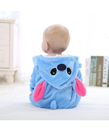 TMEOG Baby Romper Hooded Jumpsuit | Unisex 6-12 Months | Blue Star Design | Autumn Winter Flannel Clothing - Buy Online on SooperMarket.com