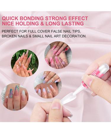 Nail Glue MEKK - Professional Long Lasting Acrylic Nail Adhesive for Press On & False Nails - Super Bond 0.07OZ/PCS (12PCS) - A-Pink - Buy Online on SooperMarket.com