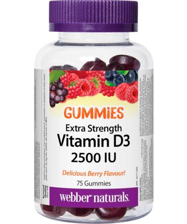 Webber Naturals Ashwagandha Gummy 45 Berry Flavoured Gummies Helps to Reduce Stress & Vitamin D3 2500 IU 75 Gummies For Healthy Bones Teeth - Buy Online on SooperMarket.com