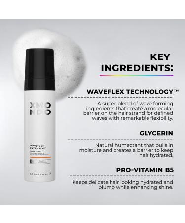 XMONDO Hair Wavetech Extra Hold Wave Foam - Vegan Formula with Pro-Vitamin B5 and Anti-Frizz Nutrients to Fight Static Control Frizz and Enhance Your Wavy Hair 6.7 Fl Oz 1-Pack - Buy Online on SooperMarket.com