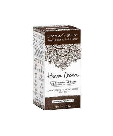 Tints of Nature Dark Brown Semi-Permanent Henna Cream Hair Colour Natural and Organic - Single Pack 2.46 Fl Oz (Pack of 1) Dark Brown