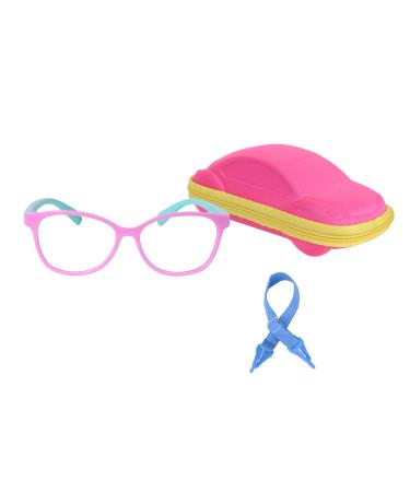 Children glasses blue light filters without strength UV block tr90 glasses frames for boys and girls + adjustable glasses band + glasses case pink