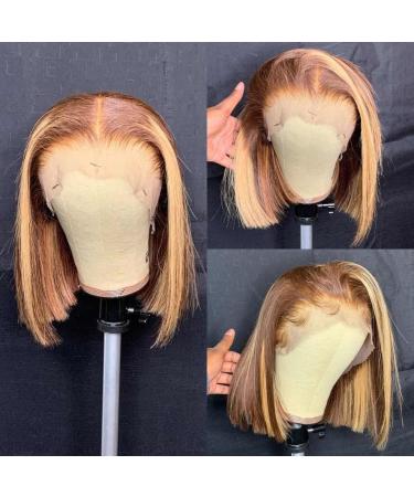 8 U&A HD Highlight 27 Colored Short Bob Lace Front Wig - Brazilian Human Hair, Pre Plucked with Baby Hair - Fashion Women - Buy Online on SooperMarket.com