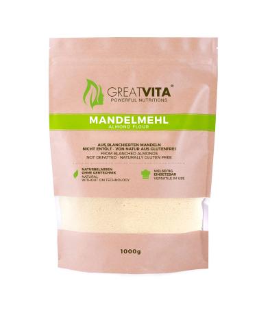 GreatVita almond flour natural made from blanched almonds 1000g ground almonds