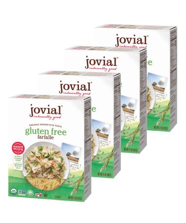 Jovial 100% Organic Gluten Free Brown Rice Pasta, Farfalle, 4 Count Farfalle 12 Ounce (Pack of 4)