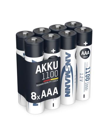 Ansmann AAA Rechargeable Batteries 1100mAh high-Capacity high-Rate Rechargeable NiMH AAA Battery for Flashlight etc. (8-Pack) (5035232-590) 2 packs