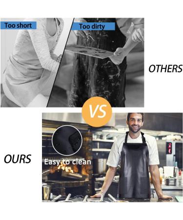 Homsolver Waterproof Rubber Vinyl Apron 2-Pack | Chemical-Resistant Adjustable Butcher Aprons for Dishwashers - International Shipping - Buy Online on SooperMarket.com