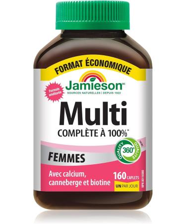 Jamieson 100% Complete Multivitamin for Adult Women Value Size with Calcium Cranberry & Biotin 160 count (Pack of 1) - Buy Online on SooperMarket.com