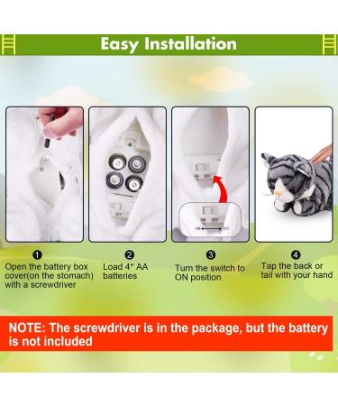 Marsjoy Interactive Robot Cat Plush Toy - Gray Pattern, Electronic Pet for Girls, Kids - 12 inches - Buy Online on SooperMarket.com