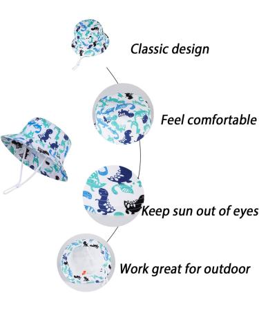 LANGZHEN Beach Sun Protection Hat for Baby Girls | Adjustable Toddler Kids Hat with Chin Strap | Multicolor Dinosaurs | 2-4 Years - Buy Online on SooperMarket.com