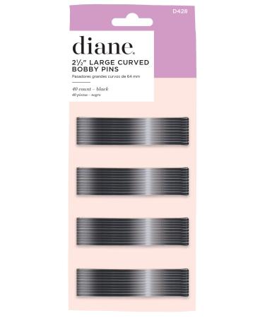 Diane Curved Hair Bobby Pins for Women  Large 2.5 Bobby Pins - Black, Curved Flat Design with Ball Tips, D428 - 40 Count (Pack of 1) 2.5 / 40-pack