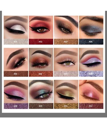 AKARY 12 Colors Glitter Eyeshadow Palette - Highly Pigmented Eye Makeup for Women and Girls - Monochrome Polarized Light Eye Shadow - Mashed Potato Pearlescent Shades - Eye Brightening Flash Powder (03G) - Buy Online on SooperMarket.com