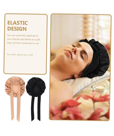 Beavorty 2pcs Satin Night Cap Set | Adjustable Silk Bonnet for Sleeping | Women's Head Wraps | Satin Sleep Hat for Hair Care - Buy Online on SooperMarket.com