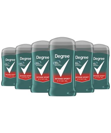 Degree Men Original Deodorant 48-Hour Odor Protection Intense Sport Deodorant For Men 3 oz, Pack of 6
