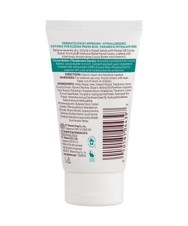 Palmer's Cocoa Butter Intensive Relief Hand Cream 2.10oz - Moisturizing, Hydrating Formula - Buy Online on SooperMarket.com