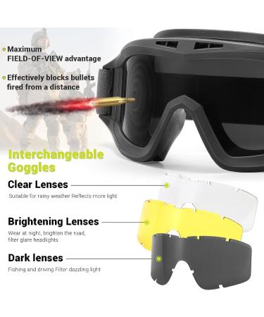 NICBOOY Airsoft Tactical Goggles | Interchangeable Lenses & Military Sunglasses - Buy Online on SooperMarket.com