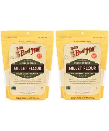 Bob's Red Mill Millet Flour | Gluten Free Whole Grain Flour | 20 Ounce Resealable Pouch | Pack of 2