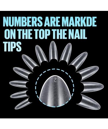TOMICCA Long Oval French Edge Nail Tips 510pcs - Clear Matte Half Cover False Nails for Acrylic Extensions - 15 Sizes Artificial Nails for Salon Use - Buy Online on SooperMarket.com