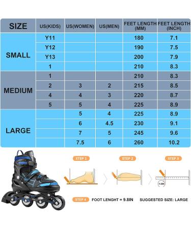 Hikole Adjustable Inline Skates with Light Up Wheels - Blue & Black | Youth & Adult Sizes for Indoor/Outdoor Skating - Beginners to Advanced - Buy Online on SooperMarket.com