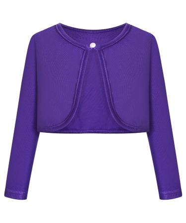 BONNY BILLY Girls Cardigan Long Sleeve Knitted Cotton Bolero Shrug Kids Clothing 5-6 Years Dark Purple