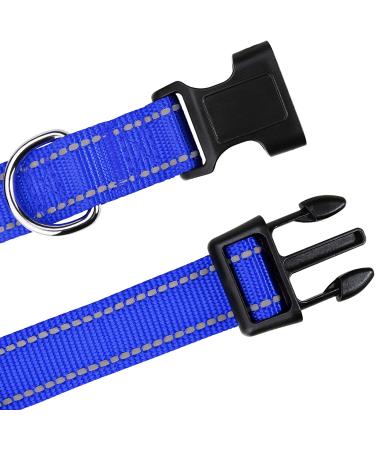 TagME Reflective Nylon Dog Collar - Adjustable Classic Collar with Quick Release Buckle - Small Size, Royal Blue - Buy Online on SooperMarket.com