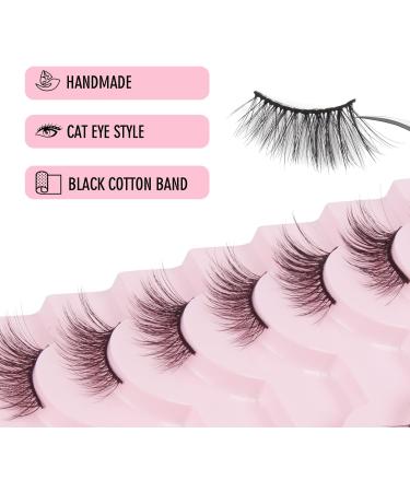 Glowingwin Half Wispy Cat Eye False Eyelashes | Natural Look 10 Pairs Soft Handmade Reusable Faux Mink Corner Lashes - Buy Online on SooperMarket.com