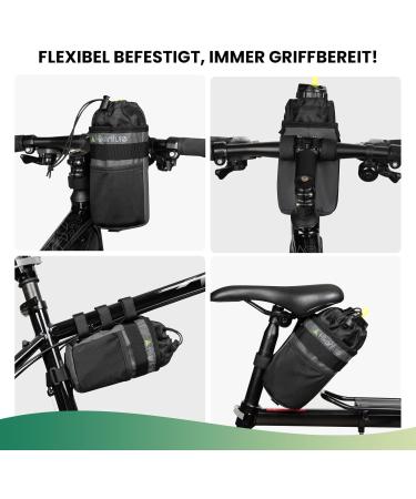 Hikenture Bottle Holder & Handlebar Bag - 2-in-1 Bicycle Drinking Flash Pocket for Easy Access - No Screw Required - Ideal for EBIKE & Cycling Adventures - Buy Online on SooperMarket.com