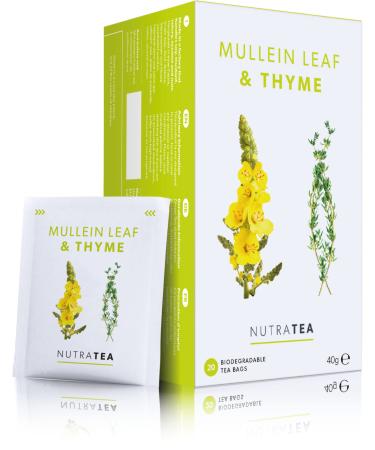 Nutra Tea - Mullein Leaf & Thyme Tea | Mullein Tea | Mullein Leaf Tea - Mullein Tea For Lungs & Throat - 20 Tea Bags - Herbal Tea 20 Count (Pack of 1)