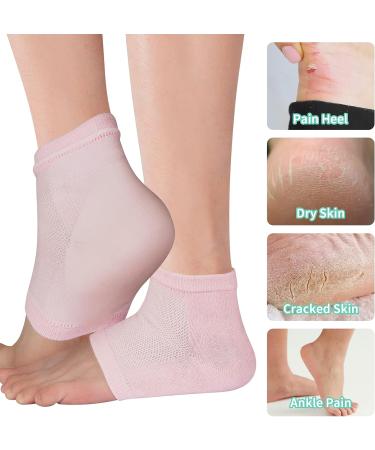 Vaincre Cracked Heel Repair Socks - 4 Pairs for Dry Cracked Feet - Gel Treatment - Spa Moisture - Overnight Heel Care (Regular, Multi-color) - Buy Online on SooperMarket.com