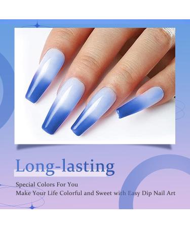 Blue and White Temperature Color Change Dip Powder Nails - Long-lasting, No UV Light Needed - 28g/Box (No.8) - Buy Online on SooperMarket.com