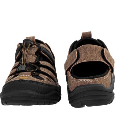 Outpro Men's Premium Sports Sandals - Waterproof Air Padding Hiking & Beach Sandals - EU Size 45 Black/Brown - Buy Online on SooperMarket.com