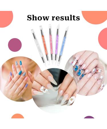 5 Pieces Nail Art Sculpture Pen Set - Dual Pointed Silicone Brushes for Gel Nail Design Foil Drawing & Shapes - Buy Online on SooperMarket.com
