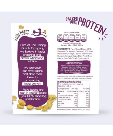 Buy Happy Snack Company Roasted Fava Beans - Sea Salt & Balsamic Flavor | Vegan Gluten-Free Protein-Rich Healthy Snacks (25g 20 Pack) - Buy Online on SooperMarket.com