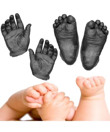 BabyRice Large Baby Hand and Foot Casting Kit Boxed Includes Metallic Paint (Black)
