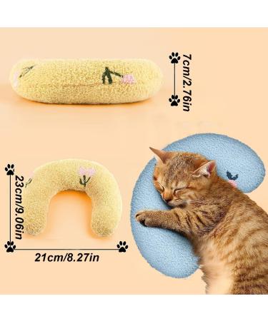 Odookon 2PC Cat Pillow - Washable Soft Fluffy Catnip Plush Toy & U-Shaped Neck Pillow for Pets - Perfect for Sleeping & Playing - Buy Online on SooperMarket.com