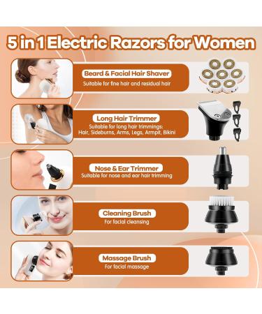 Buy 7D Electric Razor for Women - Painless 5-in-1 Facial Hair Removal & Bikini Trimmer | Rechargeable Wet/Dry Shaver for Arms Legs & More - Buy Online on SooperMarket.com