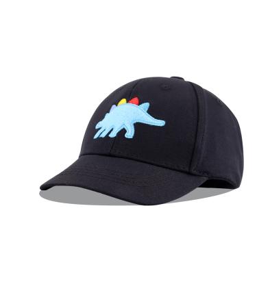 LANGZHEN 100% Cotton Outdoor Children's Kids Plain Baseball Cap Hat Adjustable Sun Hat for Girls Boys S dinosaur-Black