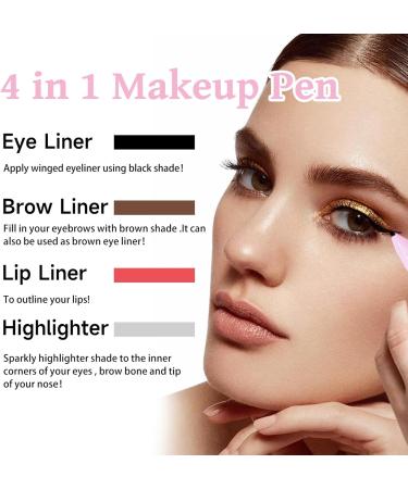 Lip Liner 4-in-1 Makeup Pen: Eyeliner, Highlighter, Eyebrow Pencil, Lip Liner - High Pigment & Portable Makeup Solution - Buy Online on SooperMarket.com