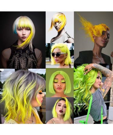 12 Pcs Colored Hair Extensions Colorful Clip in Hair Extensions 22 inch Synthetic Straight Hair Extensions for Kids Girls Women Bright yellow - Buy Online on SooperMarket.com