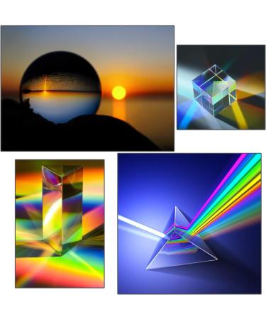 MerryNine 4 Pack Crystal Photography Kits - Lens Ball, Cube, Prism, Pyramid for Light Spectrum Art - Buy Online on SooperMarket.com